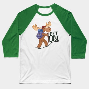 Hiking Moose Baseball T-Shirt